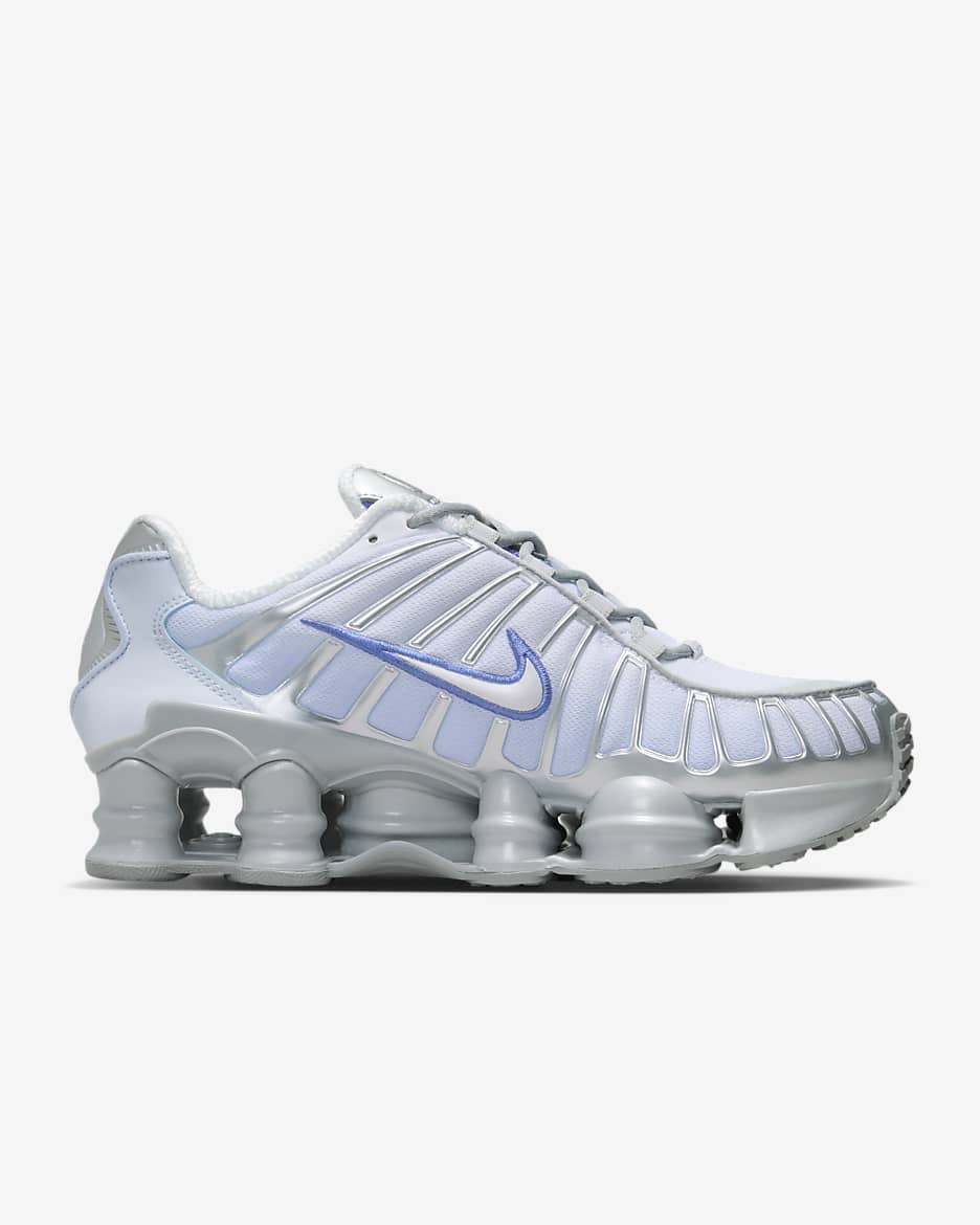 Blue and black nike shox best sale